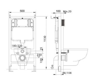 Комплект SET AQUATEK ЛИБРА N-14: рама Aquatek Standard INS-0000014 унитаз Либра New AQ0530N-00 с тонким сиденьем soft-close
